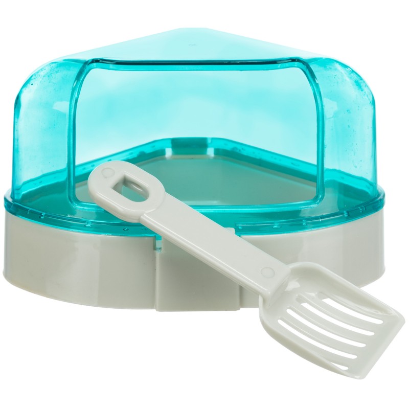 Bac à litière d'angle avec toit souris et hamster Divers coloris 14x8x11/11cm