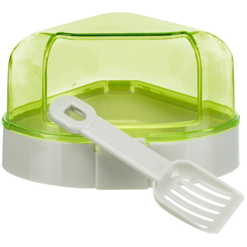 Bac à litière d'angle avec toit souris et hamster Divers coloris 14x8x11/11cm