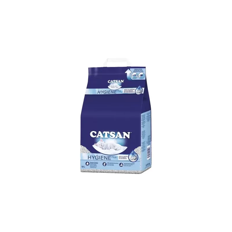 Litière Catsan Hygiène+ 18 L – Minérale, ultra-absorbante et sans poussière