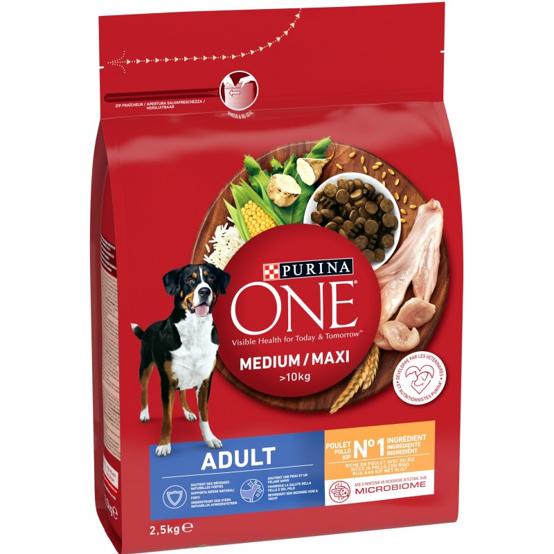 Purina ONE Medium/Maxi Adult – Poulet & Riz (chien > 10 kg)