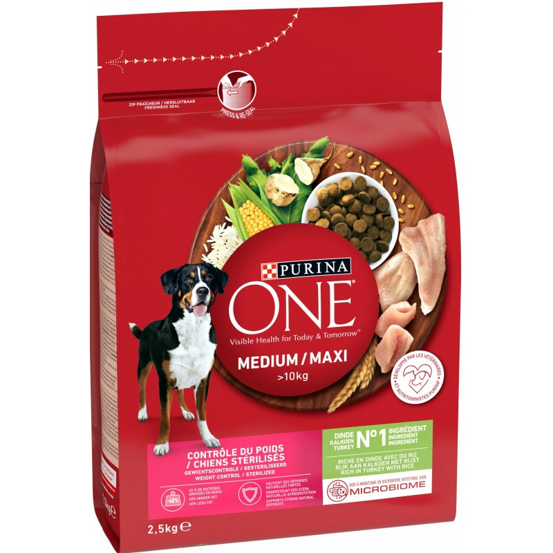 Purina ONE Medium/Maxi Contrôle du Poids – Saumon & Riz (>10 kg)